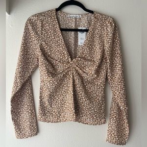 Abercrombie Floral blouse with stretchy back long sleeves with twist front